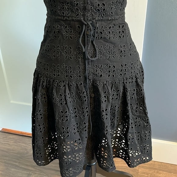 J Crew Halter Mini Dress in Eyelet Black Linen Blend - Picture 5 of 12